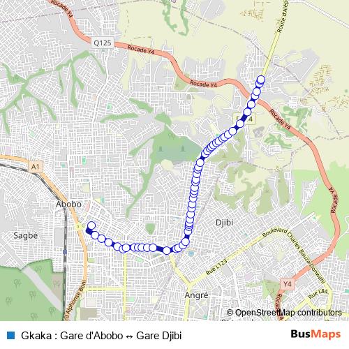 Gkaka : Gare d'Abobo ↔ Gare Djibi bus Line Map