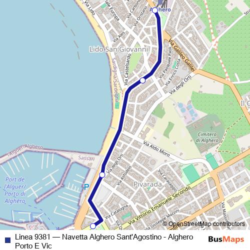 Linea 9381 bus Line Map