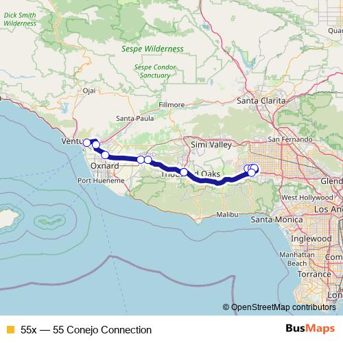 55x bus Line Map