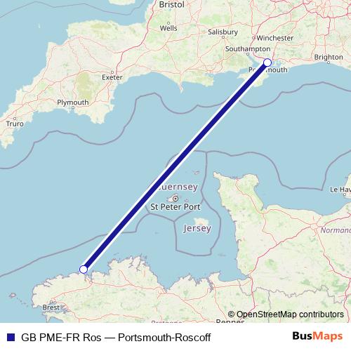 GB PME-FR Ros ferry Line Map