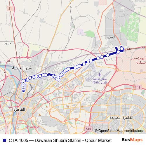 CTA 1005 bus Line Map