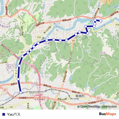 Yaoバス bus Line Map