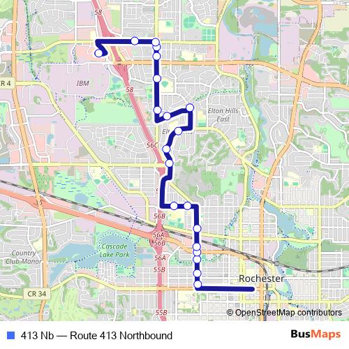 413 Nb bus Line Map