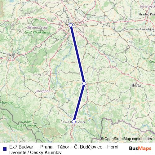 Ex7 Budvar rail Line Map