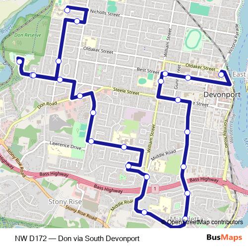 NW D172 bus Line Map