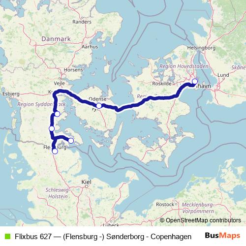 Flixbus 627 bus Line Map