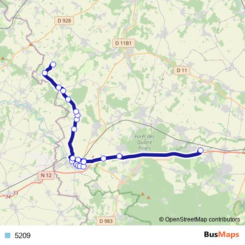 5209 bus Line Map