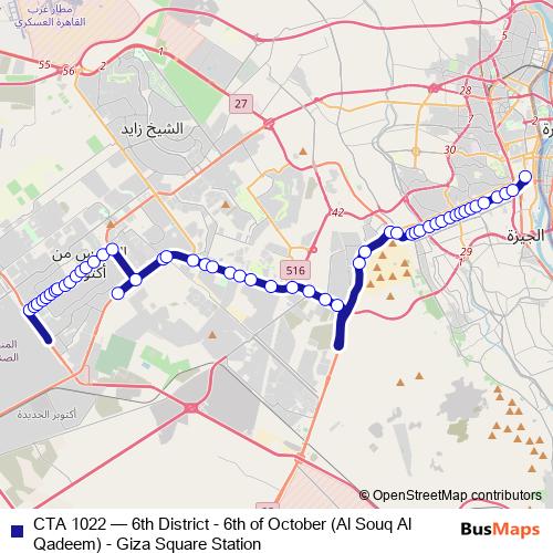 CTA 1022 bus Line Map
