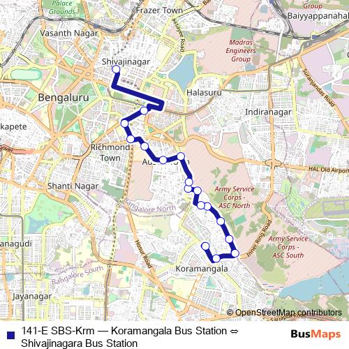 141-E SBS-Krm bus Line Map