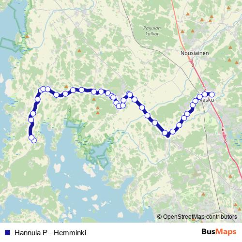 Hannula P - Hemminki bus Line Map