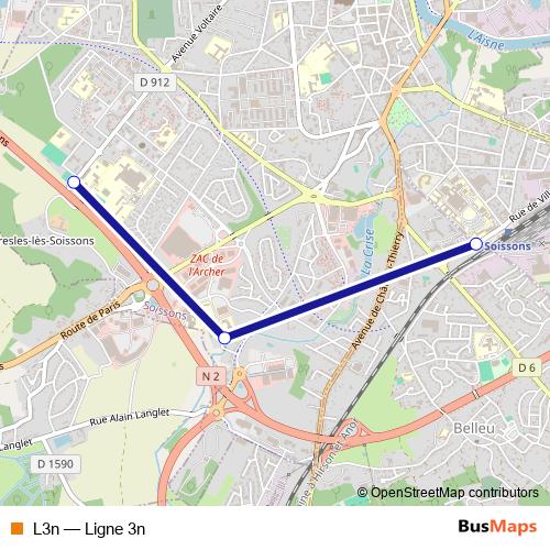 L3n bus Line Map