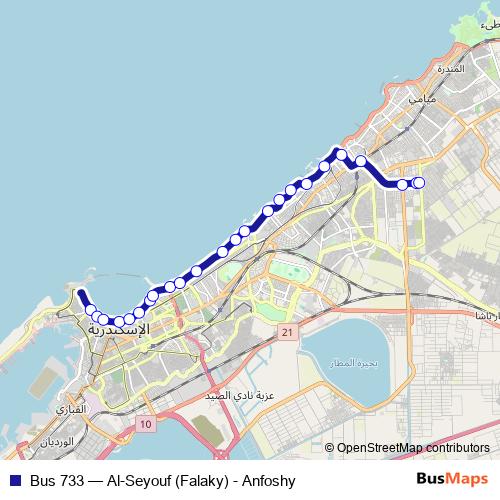 Bus 733 bus Line Map