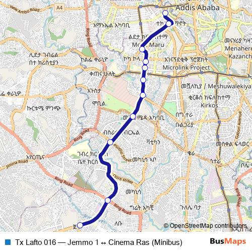 Tx Lafto 016 bus Line Map