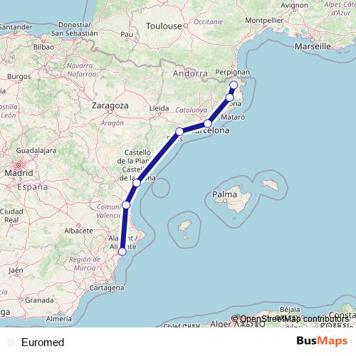 Euromed rail Line Map