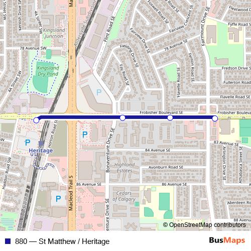 880 bus Line Map