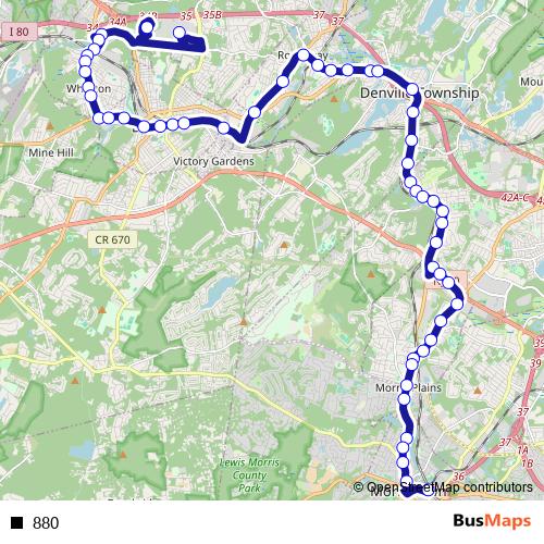 880 bus Line Map