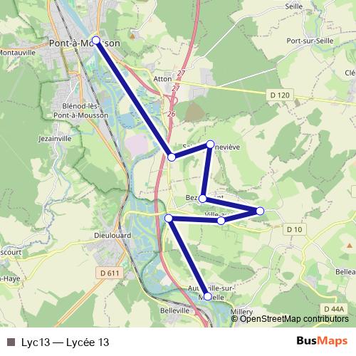 Lyc13 bus Line Map