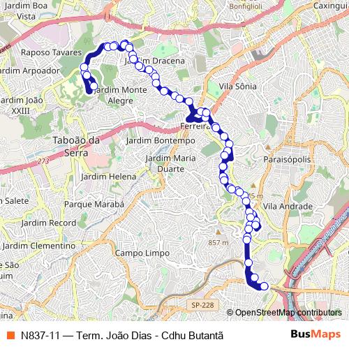 N837-11 bus Line Map