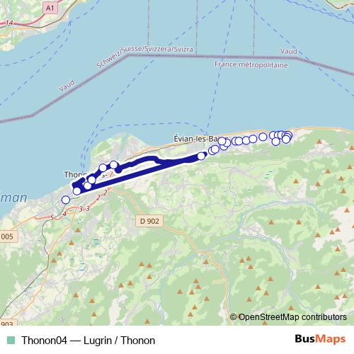 Thonon04 bus Line Map