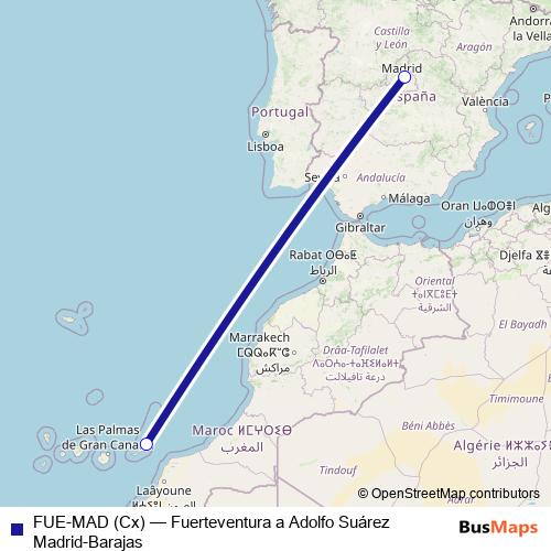 FUE-MAD (Cx) air Line Map
