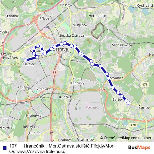 107 trolleybus Line Map