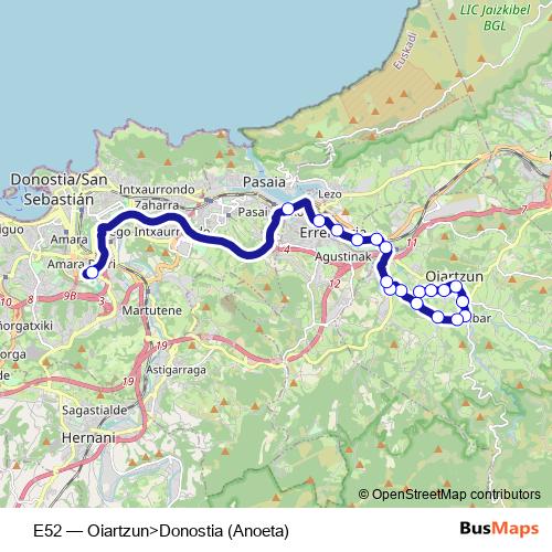 E52 bus Line Map