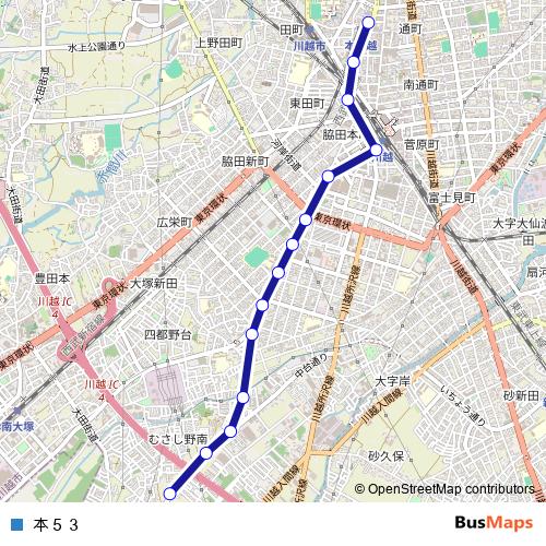本５３ bus Line Map
