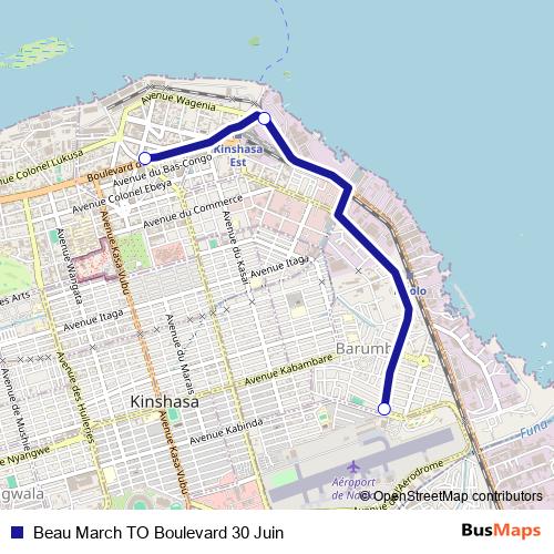 Beau March TO Boulevard 30 Juin bus Line Map