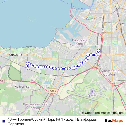 46 trolleybus Line Map