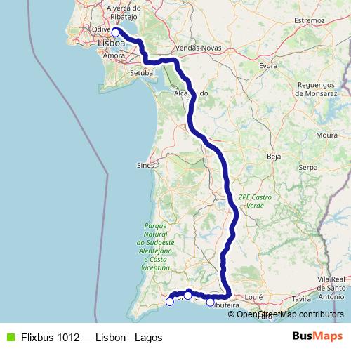 Flixbus 1012 bus Line Map