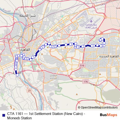 CTA 1161 bus Line Map