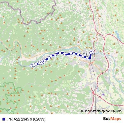 PR A22 2345 9 (62833) bus Line Map
