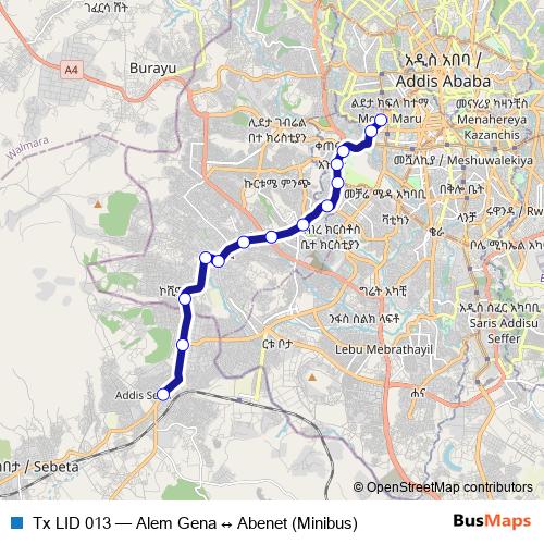 Tx LID 013 bus Line Map