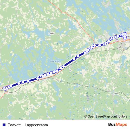 Taavetti - Lappeenranta bus Line Map
