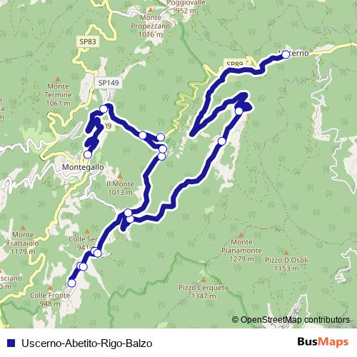 Uscerno-Abetito-Rigo-Balzo bus Line Map