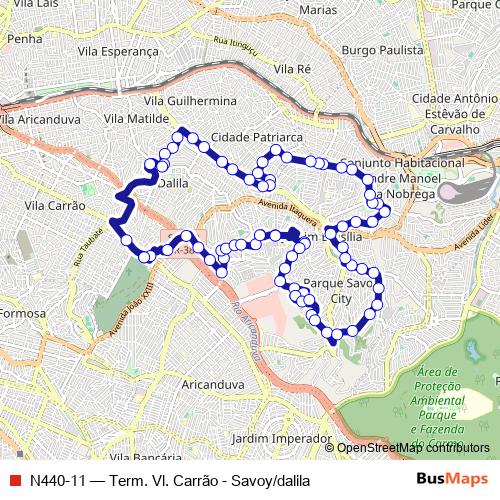 N440-11 bus Line Map