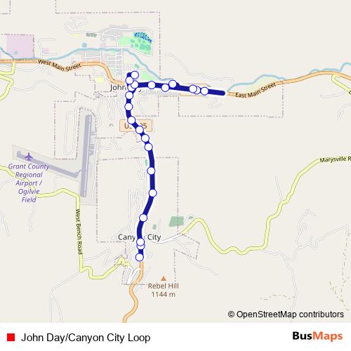 John Day/Canyon City Loop bus Line Map