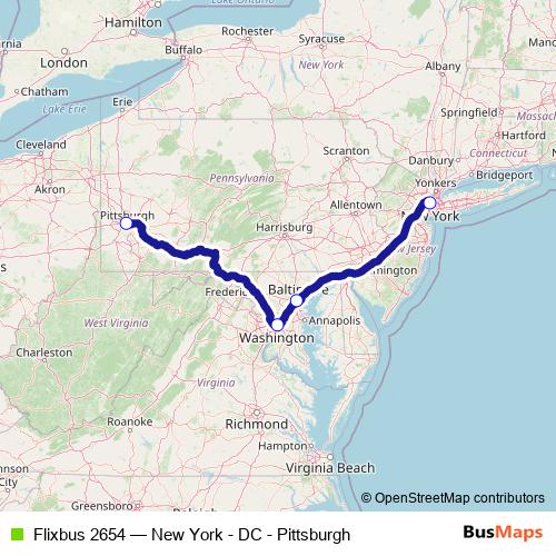 Flixbus 2654 bus Line Map