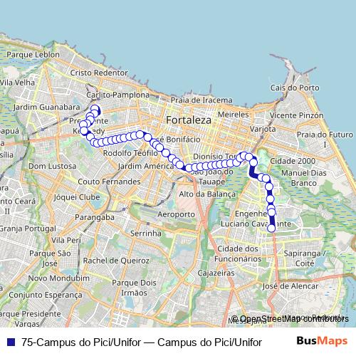 75-Campus do Pici/Unifor bus Line Map