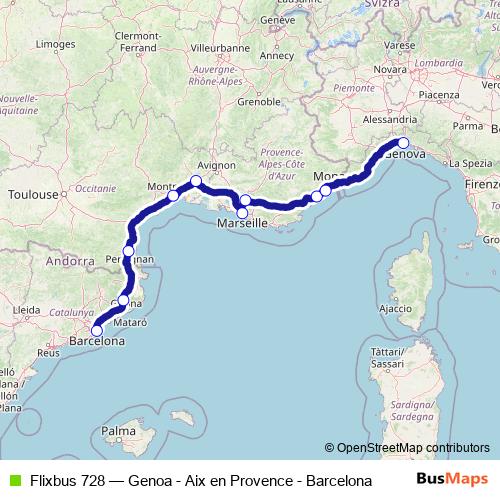 Flixbus 728 bus Line Map