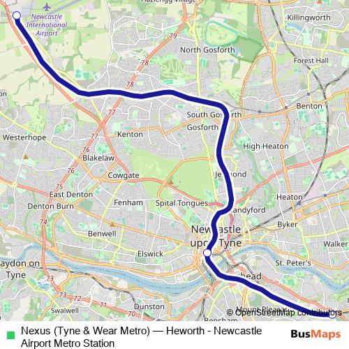 Nexus (Tyne & Wear Metro) metro Line Map