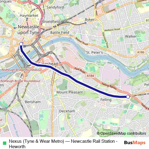 Nexus (Tyne & Wear Metro) metro Line Map