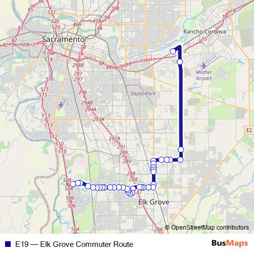 E19 bus Line Map