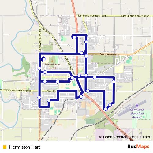 Hermiston Hart bus Line Map