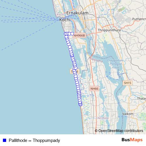 Pallithode ↔ Thoppumpady bus Line Map