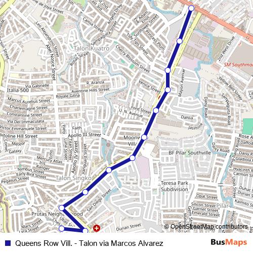 Queens Row Vill. - Talon via Marcos Alvarez bus Line Map