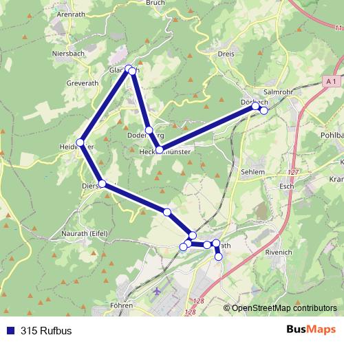 315 Rufbus bus Line Map