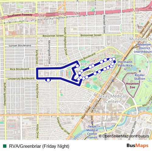 RVA/Greenbriar (Friday Night) bus Line Map
