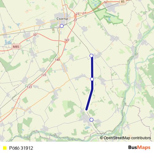 Pótló 31912 bus Line Map