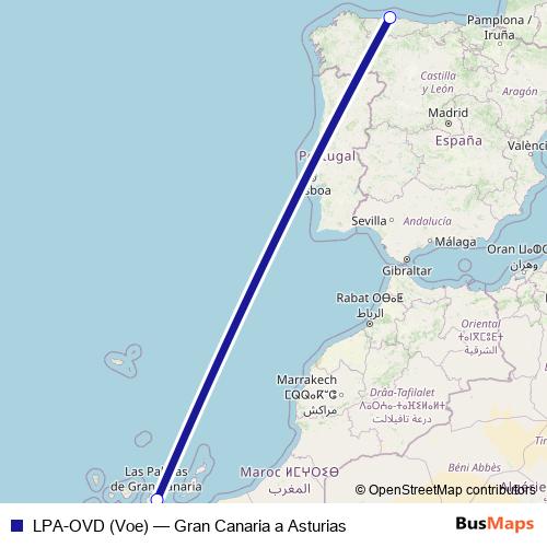LPA-OVD (Voe) air Line Map